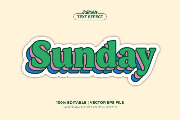 Download Sunday Sticker 90s Editable Text Effect - 90s Collection