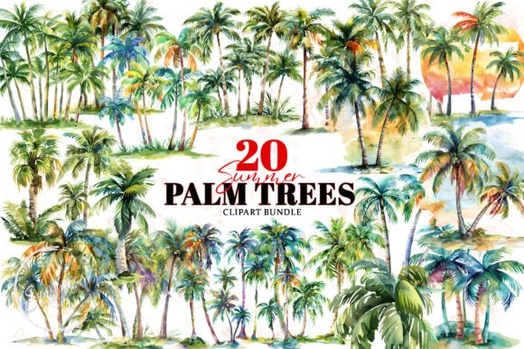 Download Summer Palm Trees Watercolor Sublimation - Palm Collection