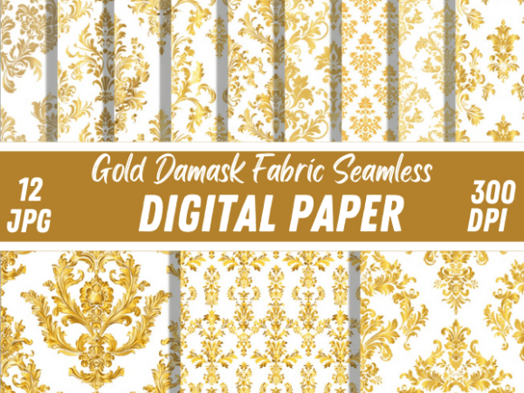 Download Luxury Golden Damask Fabric Patterns - Premium Bundle