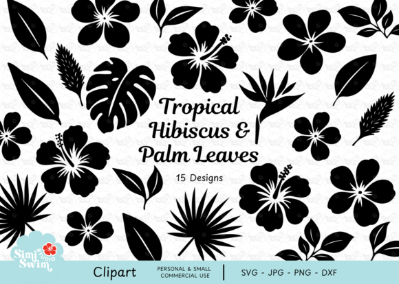 Download Tropical Hibiscus &amp; Palm Leaves SVG - Palm Collection