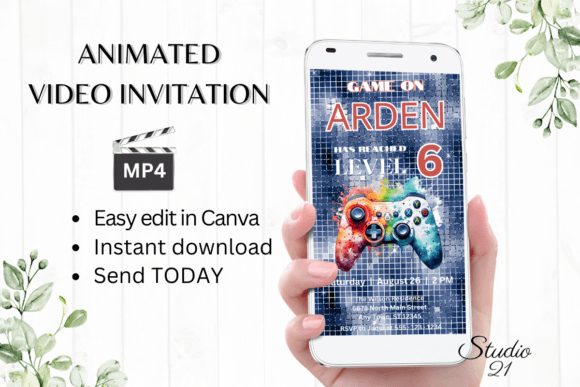 Download Animated Video Game Birthday Invite - Premium Resources